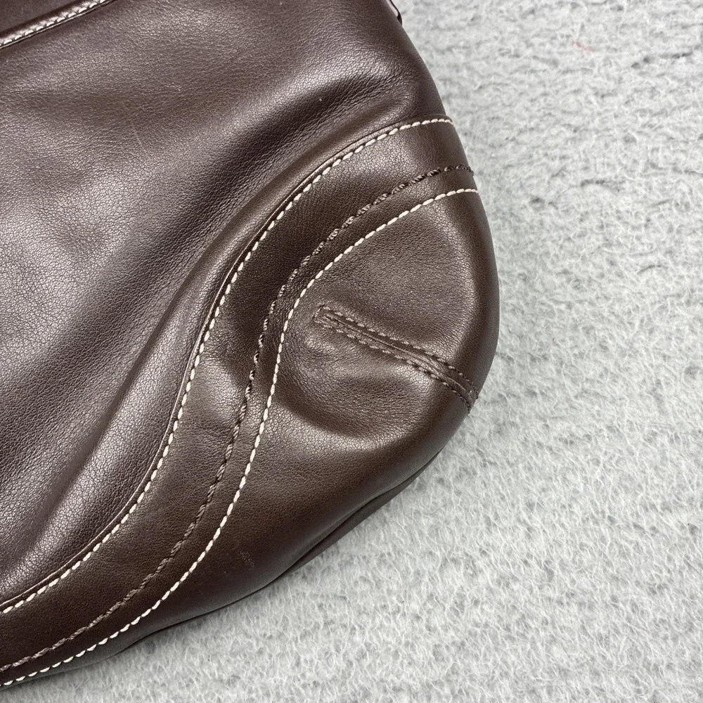 Vintage Coach Soho Y2K Leather Buckle Flap Shoulder Bag Brown Purse F10910